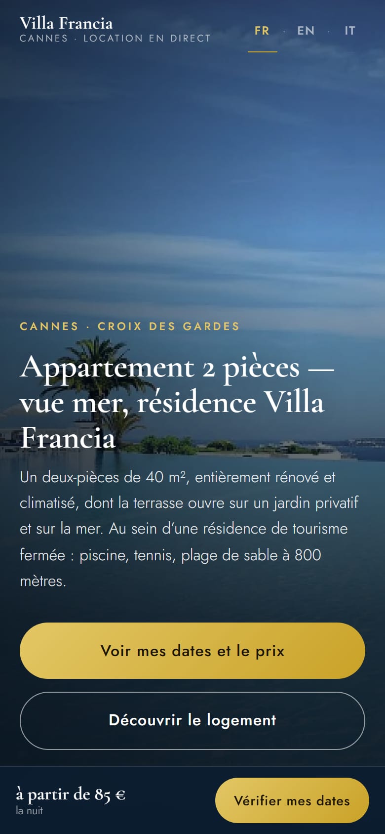 Le site sur téléphone